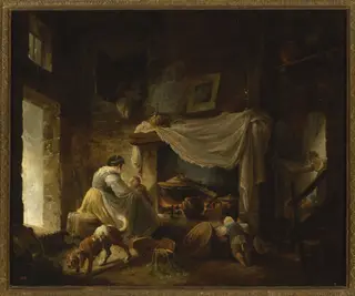 Peasant kitchen in ruins (Italian kitchen), by Niccolò dell'Abbate, oil