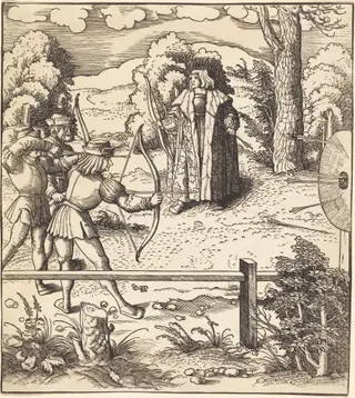 The Young White King at the Butts, by Leonhard Beck, ink, 1515