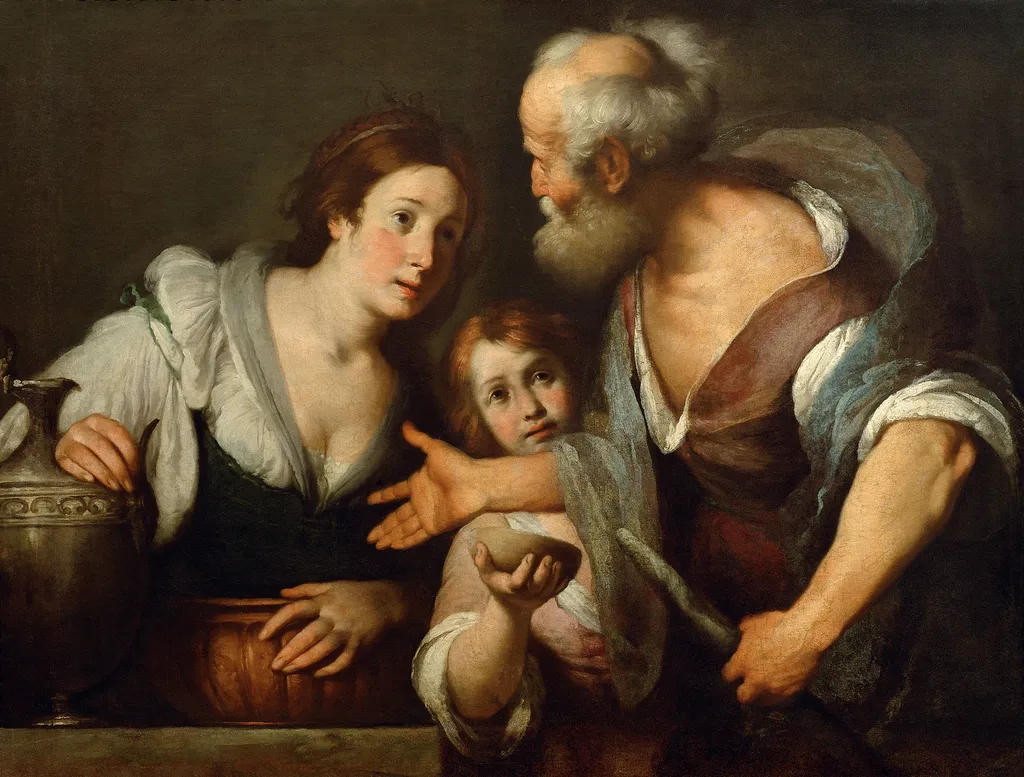 The prophet Elias and the widow of Sarepta, by Bernardo Strozzi, oil, 1630