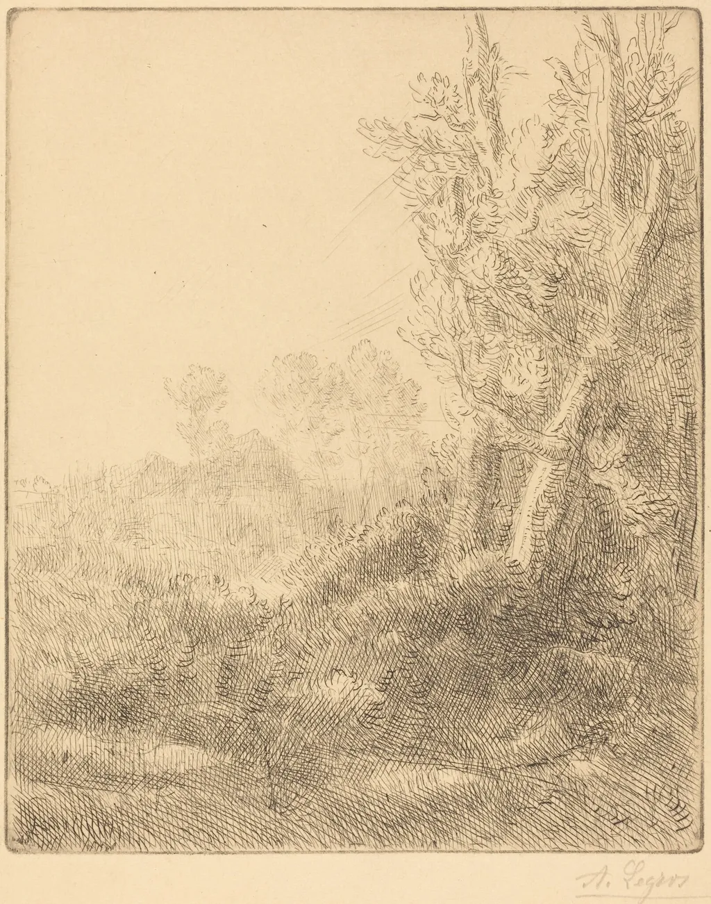 Old Village (Ville vieille), by Alphonse Legros, ink, 1874