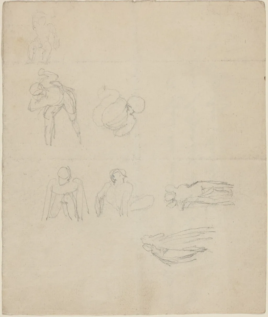 Sheet of Figures Studies, by John Flaxman, graphite, 1790