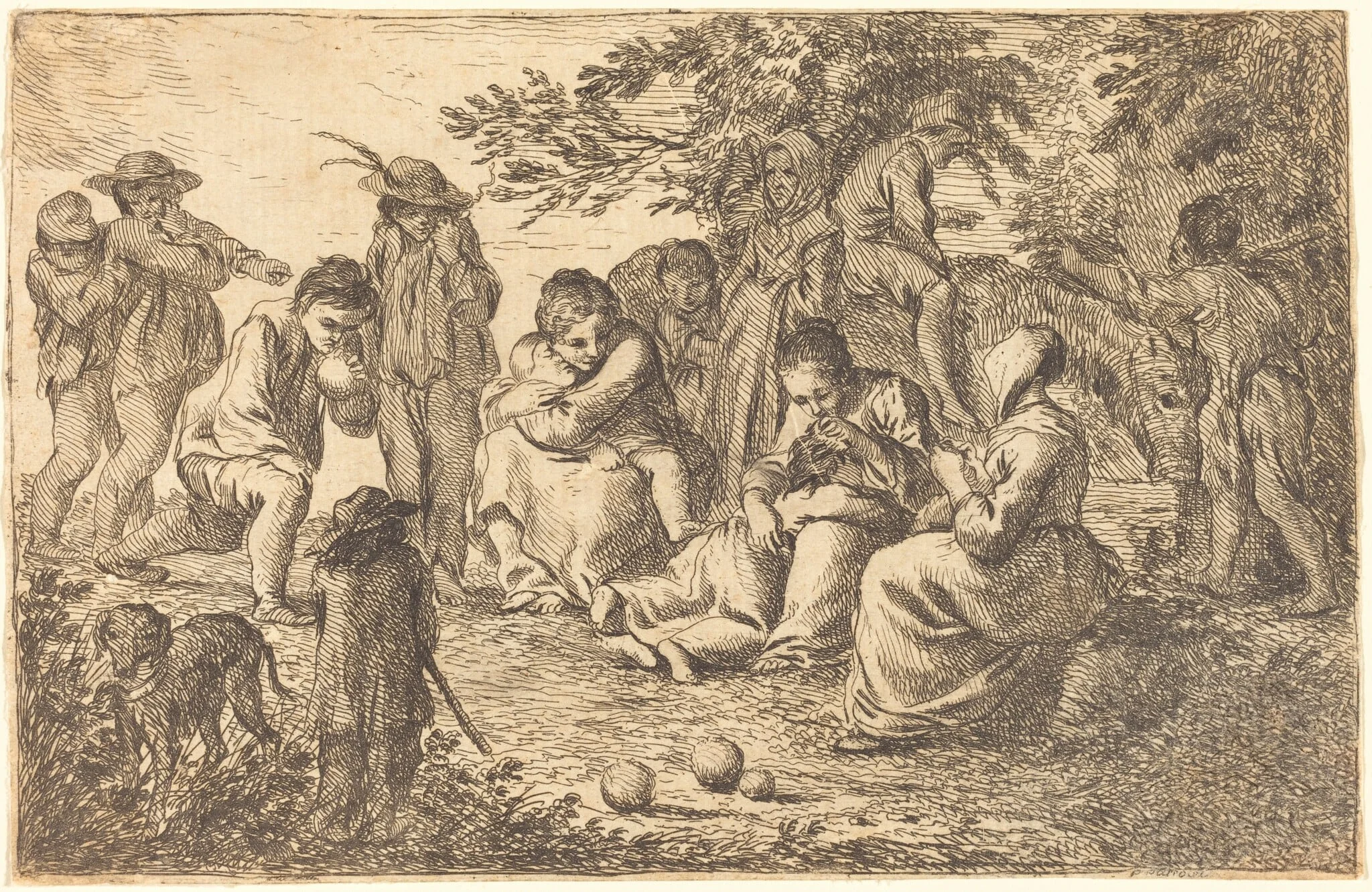 Children with Donkey and Dog in a Clearing, detail