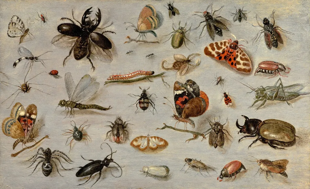 A Study of Butterflies, Moths, Spiders, and Insects, by Jan van Kessel the Elder, unspecified, 1662