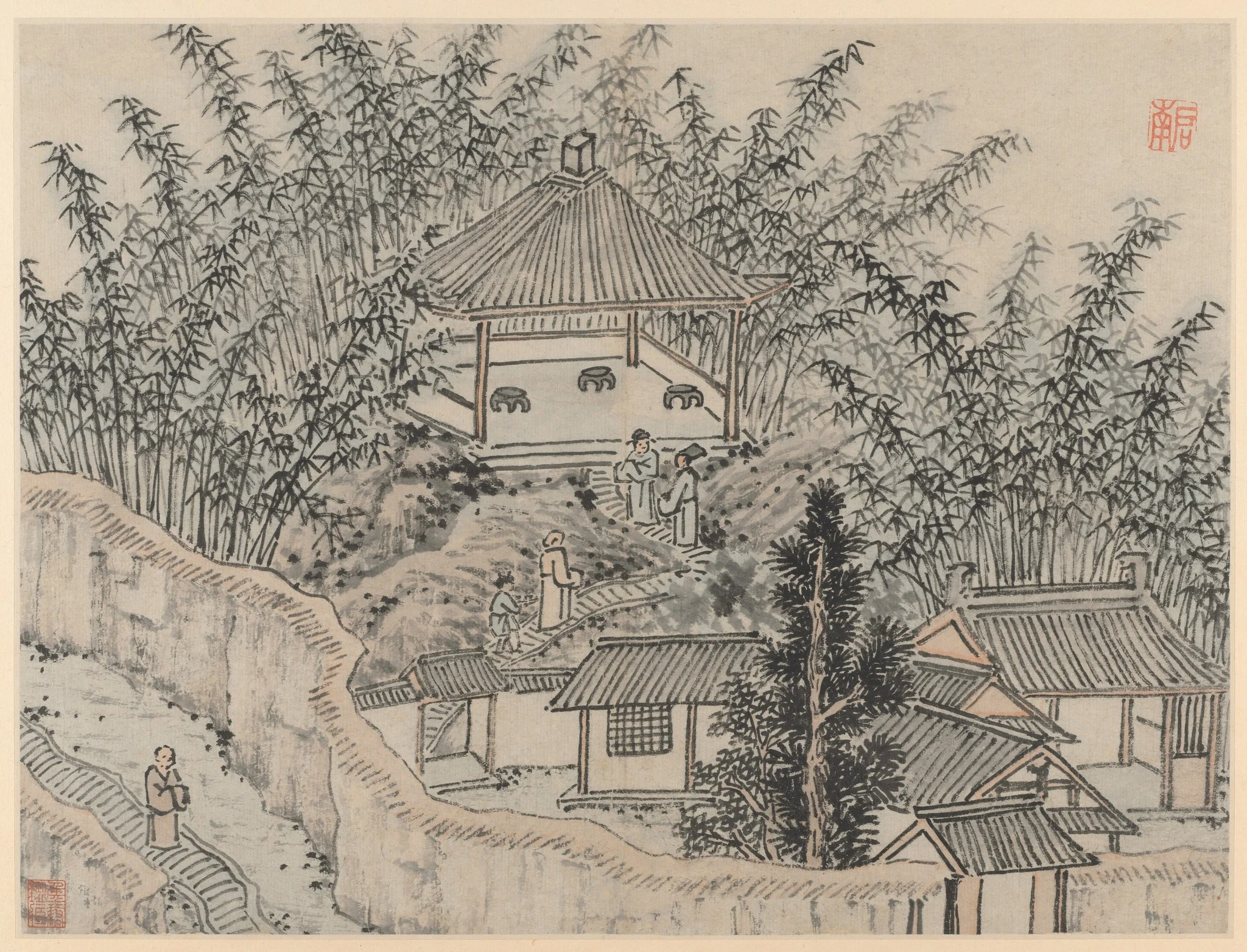 Bamboo Pavilion, Tiger Hill, from Twelve Views of Tiger Hill, Suzhou, detail