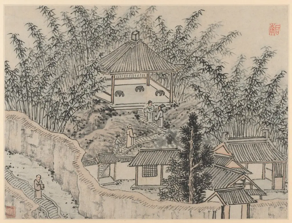 Bamboo Pavilion, Tiger Hill, from Twelve Views of Tiger Hill, Suzhou, by Shen Zhou, unspecified, 1500