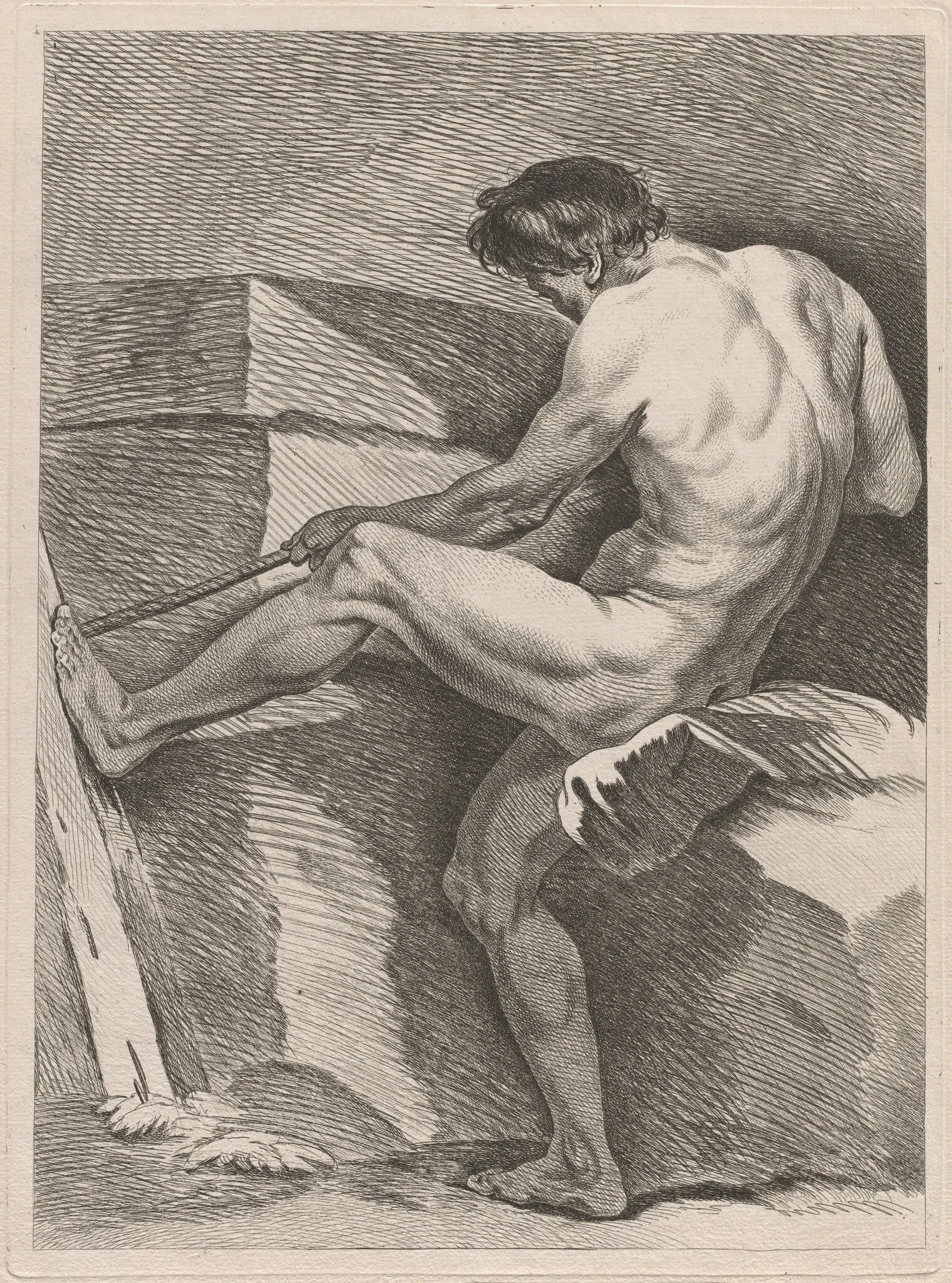 Man Pulling a Rope, His Foot Braced, detail