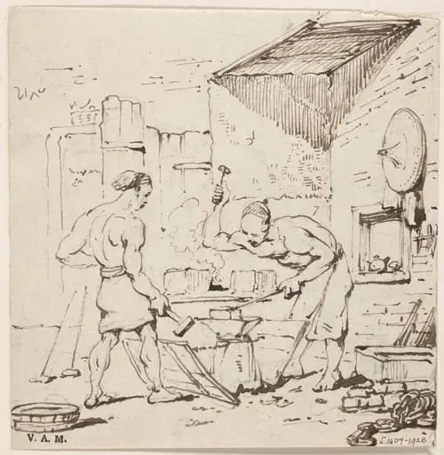 Two blacksmiths at work, by George Chinnery, 19