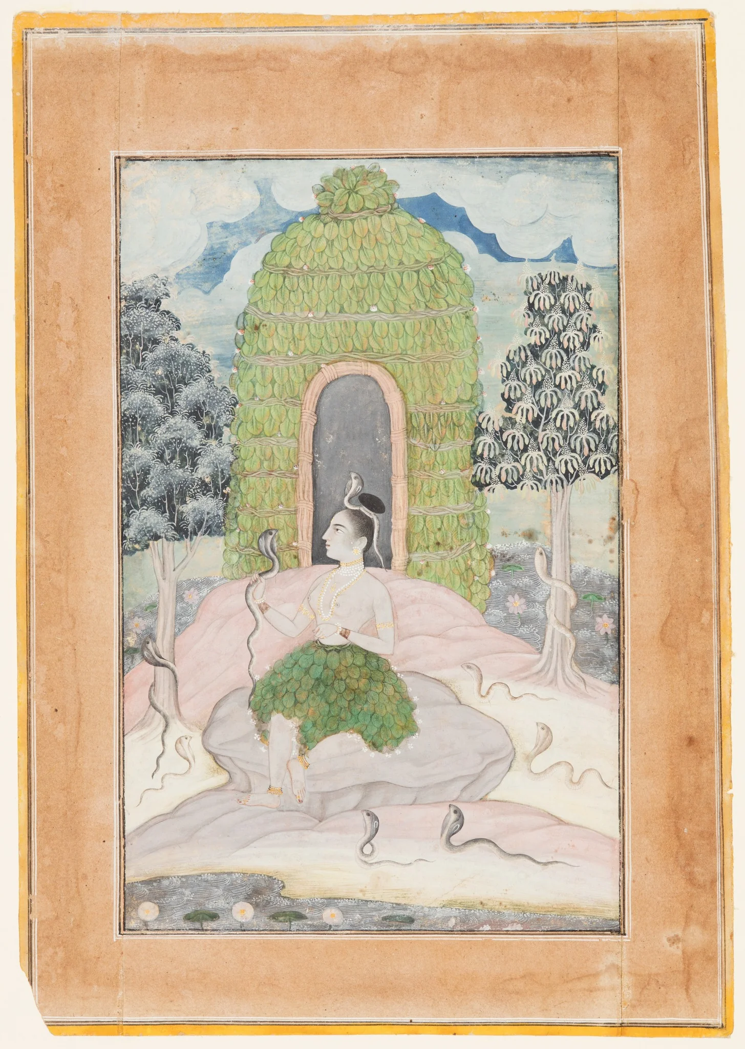 Ascetic Princess with Snakes in a Wilderness: Asavari Ragini, from a Ragamala, detail