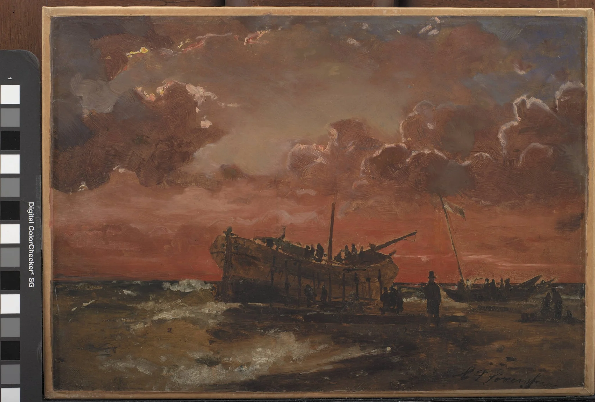 A Wreck on the West Coast of Jutland at Sunset, detail