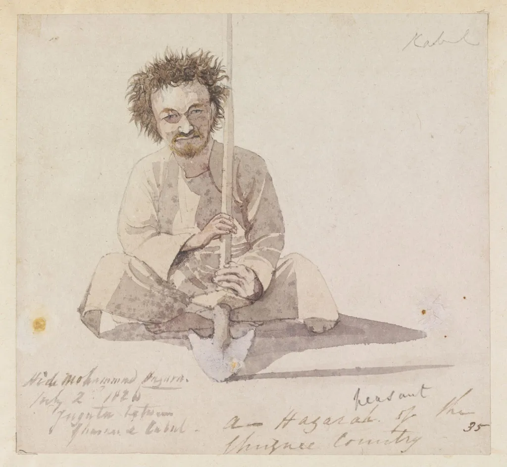 A Hazarah peasant of the Ghuznee Country, by Godfrey Thomas Vigne, watercolor, 1836