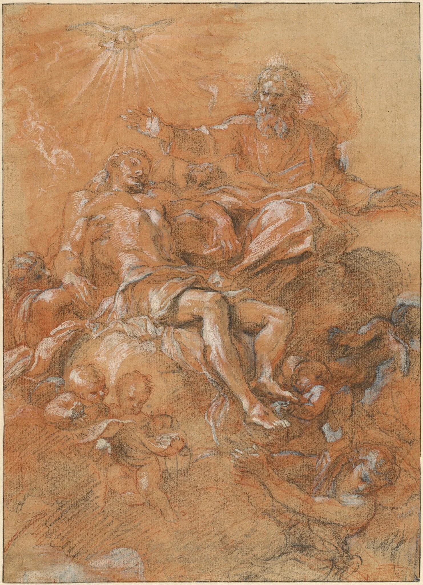 God the Father and the Holy Spirit Receiving the Body of Christ, detail