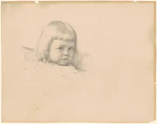 Study for "Portrait of Esther Haydin", by Robert William Vonnoh, graphite, 1886