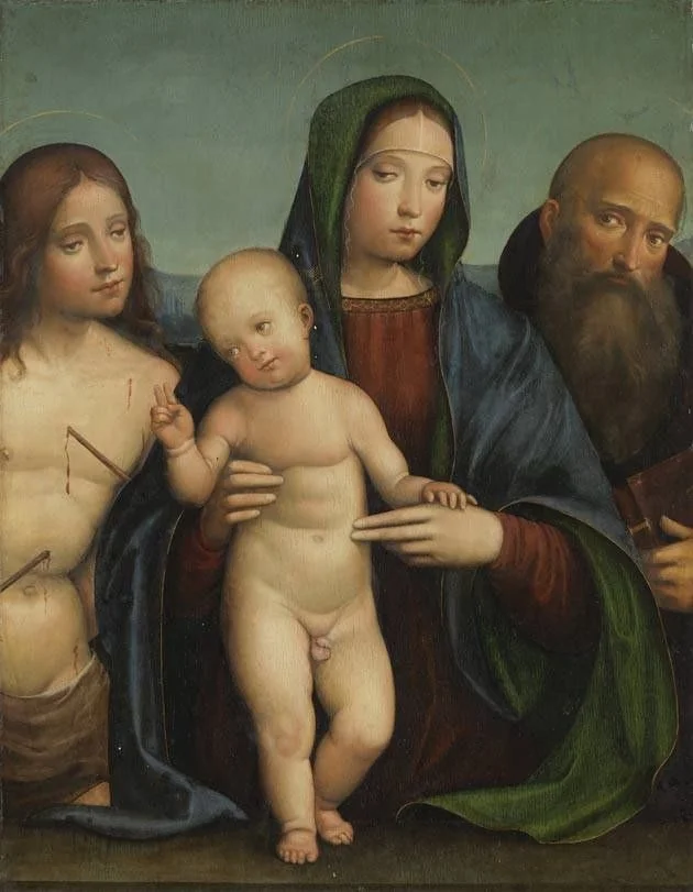 Maria mit Kind, hl. Sebastian und Antonius, detail