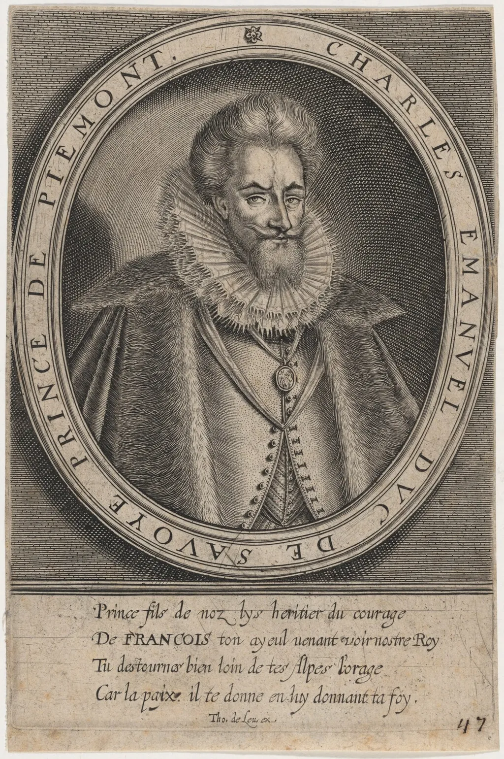 Charles Emmanuel I, Duke of Savoy, Prince of Piedmont, by Thomas de Leu, ink, 1590