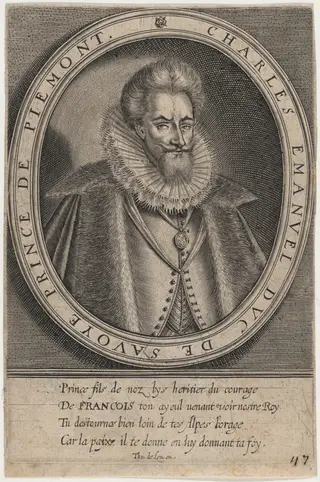 Charles Emmanuel I, Duke of Savoy, Prince of Piedmont, by Thomas de Leu, ink, 1590