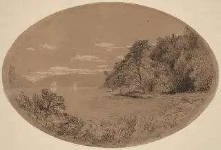 The Hudson at Nyack, by John Henry Hill, ink, 1858