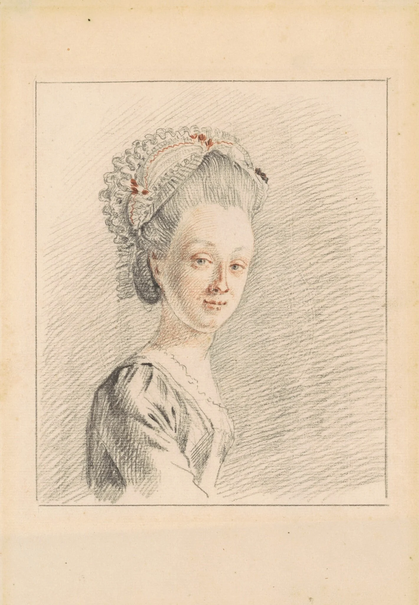 A Lady Wearing a Dormeuse Cap, detail