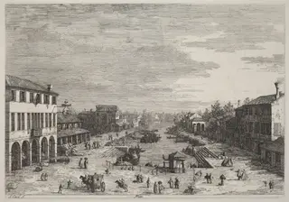 Mestre, by Canaletto, ink, 1740