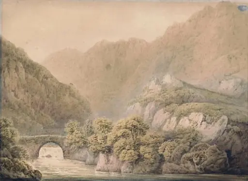 Pont Aberglaslyn, North Wales, by Francis Nicholson, watercolor, 1780