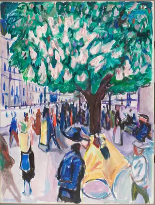 Street With Chestnut in Blossom, by Edvard Munch, oil, 1927