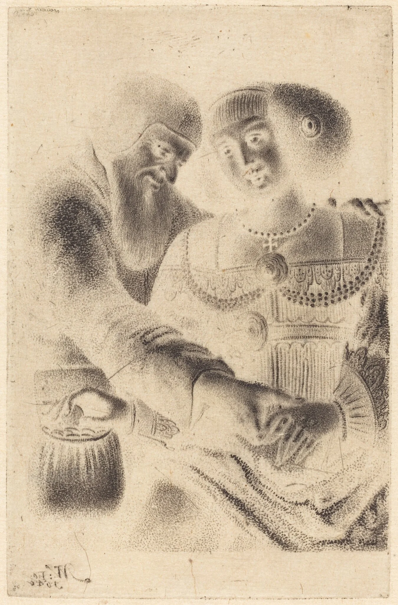 Man and Woman Embracing, detail