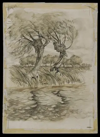 Illustration for Wind in the Willows, by Arthur Rackham, watercolor, 1939