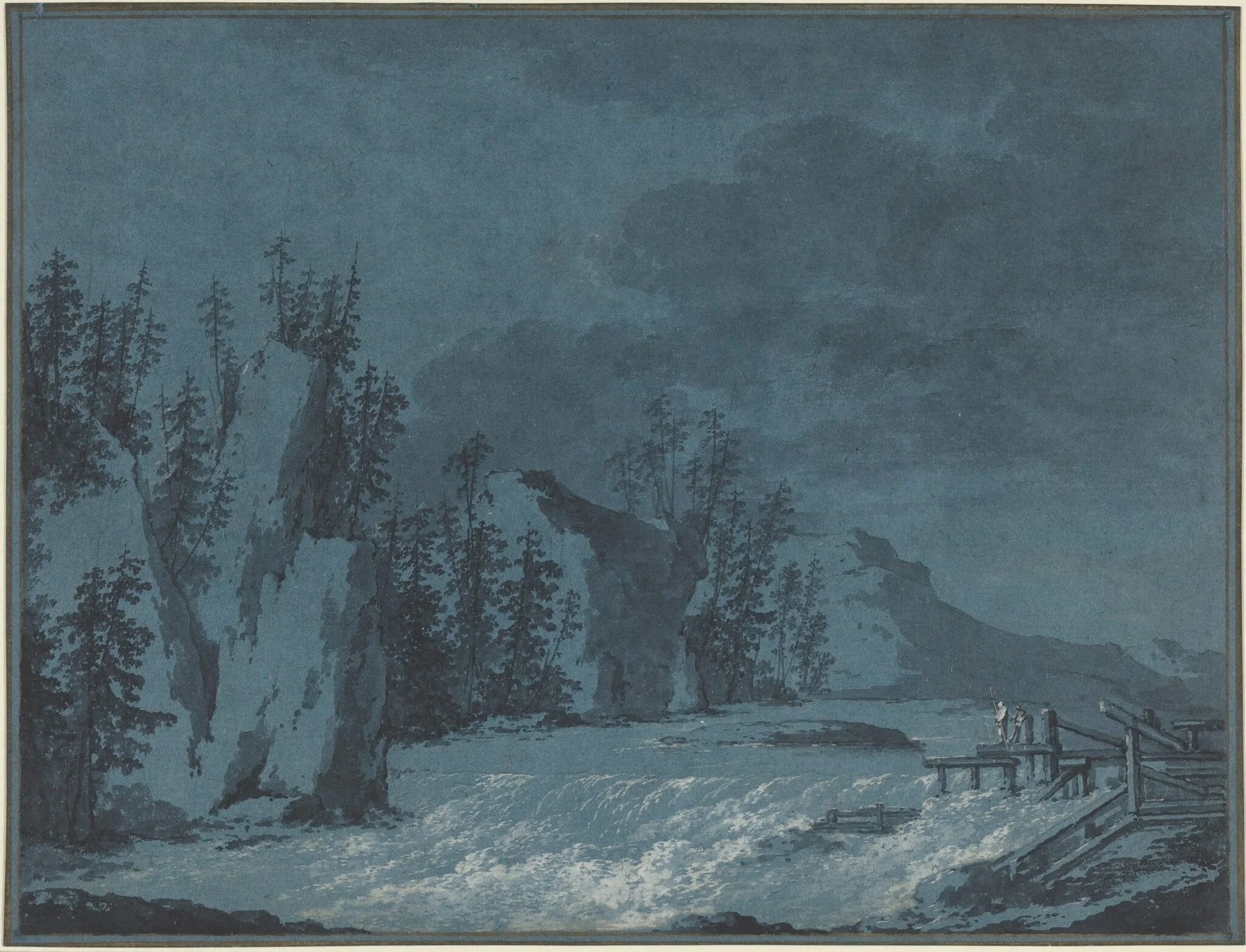 River Rapids by Wooded Cliffs, detail