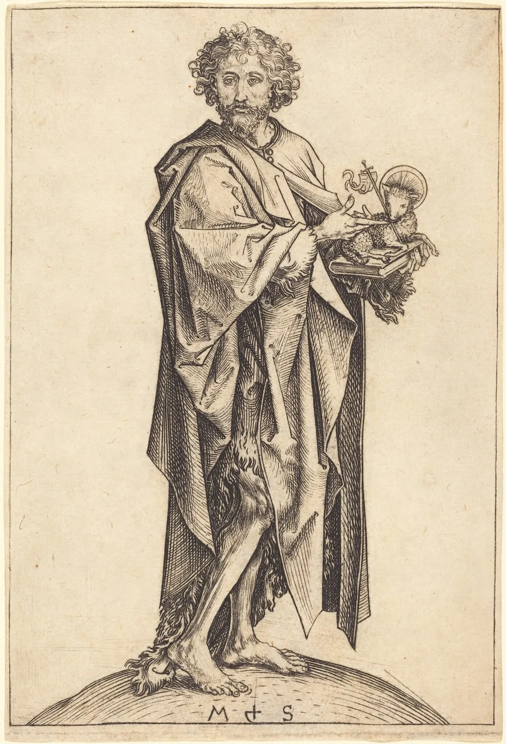 Saint John the Baptist, by Martin Schongauer, ink, 1475