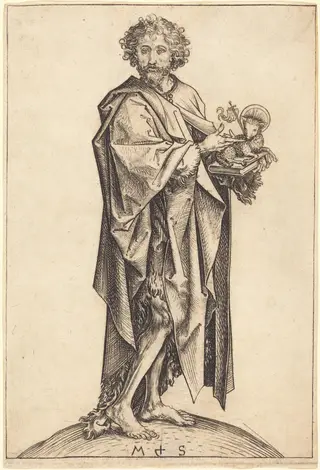 Saint John the Baptist, by Martin Schongauer, ink, 1475