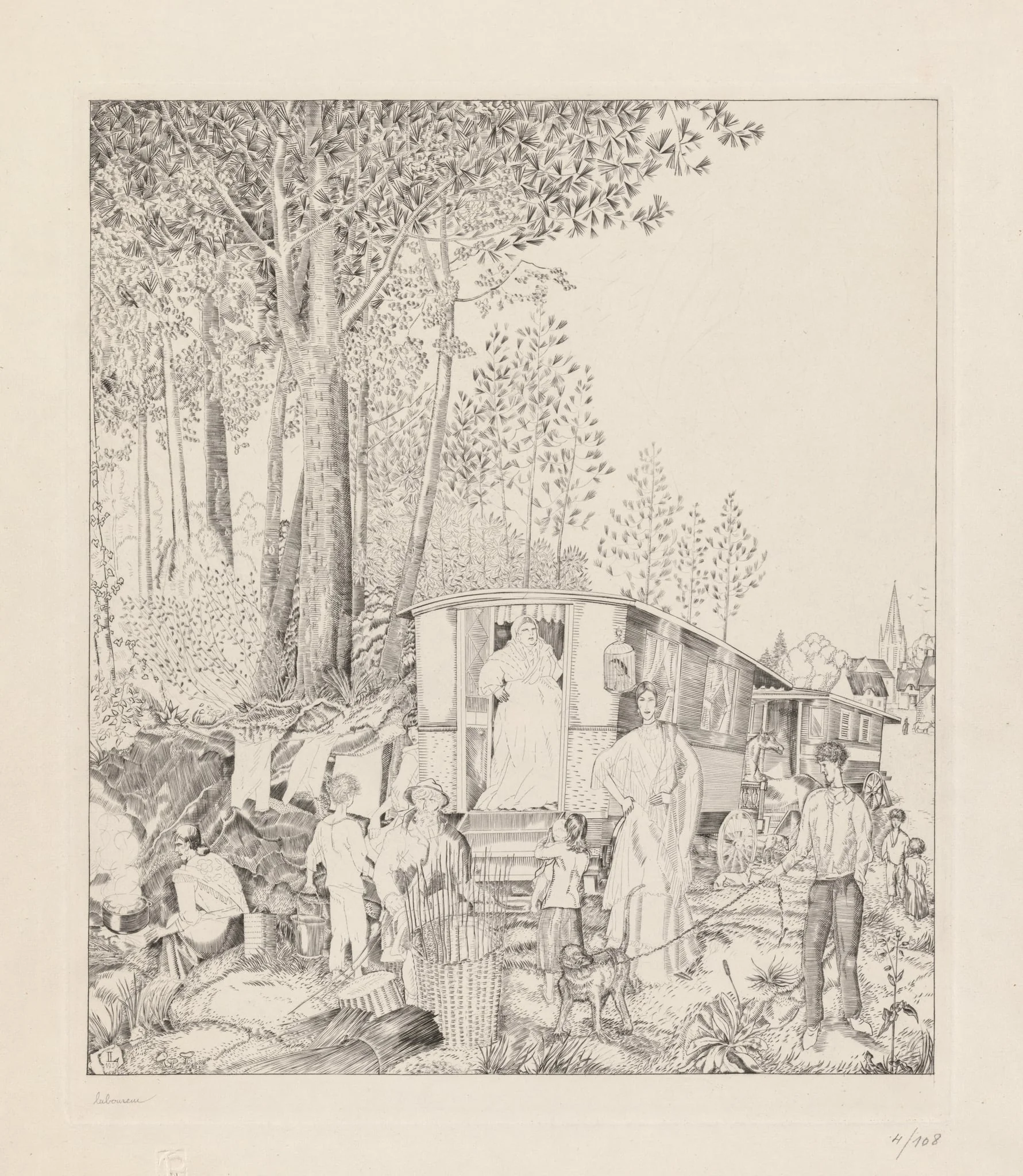 La Halte des Bohémiens, detail