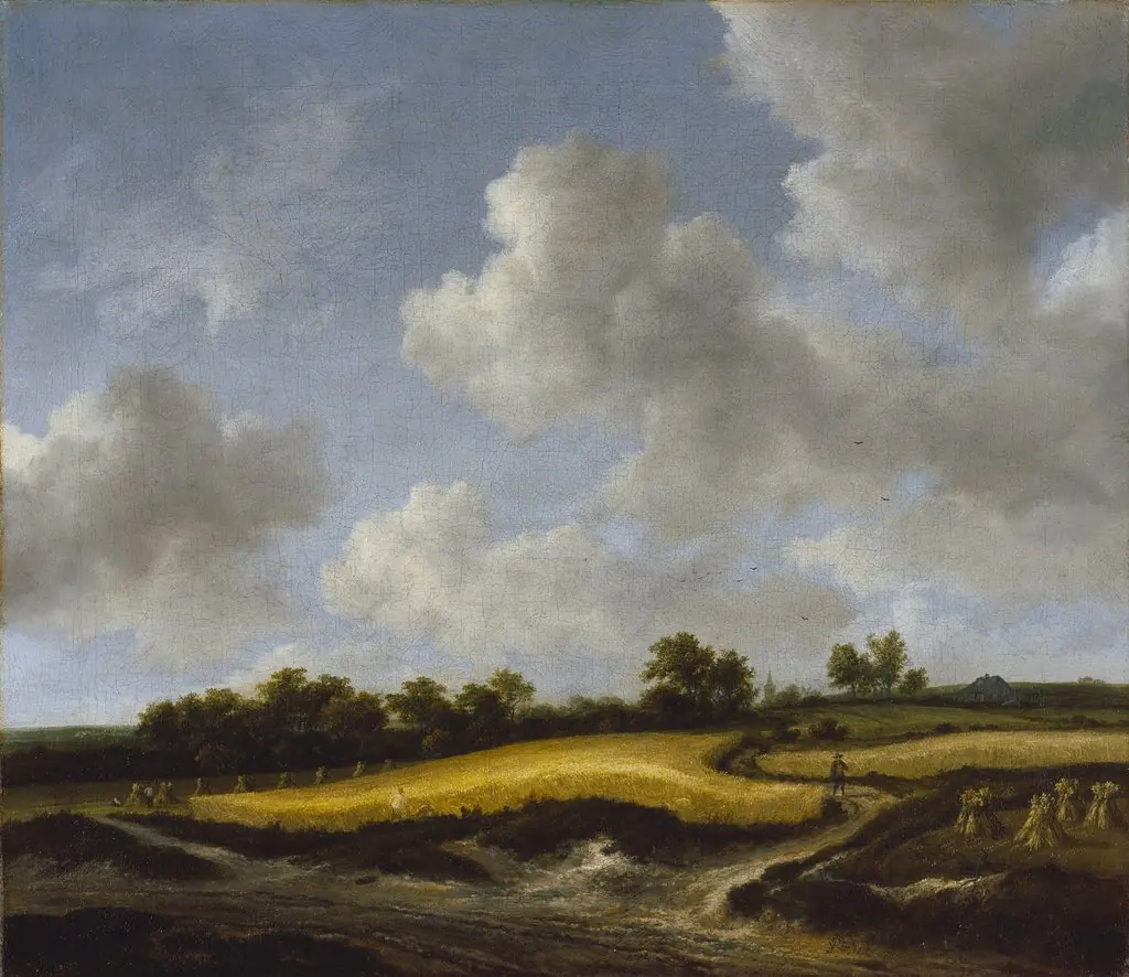 Landscape with a Wheatfield, by Jacob van Ruisdael, oil, 1650