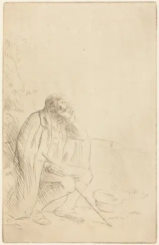 Day-dream (Le reveur), by Alphonse Legros, ink, 1874