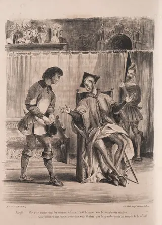 Illustrations for Faust: Méphistophélé receives the schoolboy, by Eugène Delacroix, 1828