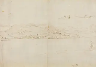 Lago Maggiore, by Gaspar van Wittel, ink, 1700