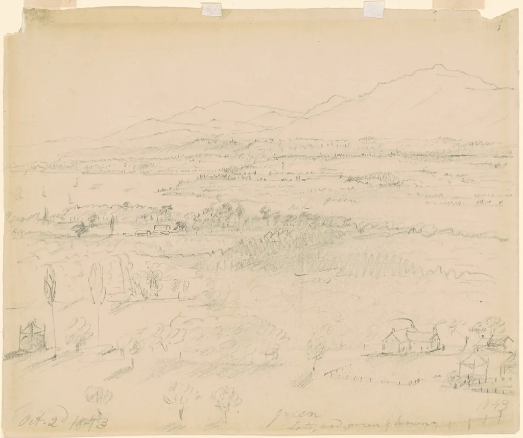 Valley with River and Mountains, by William Sidney Mount, graphite, 1843