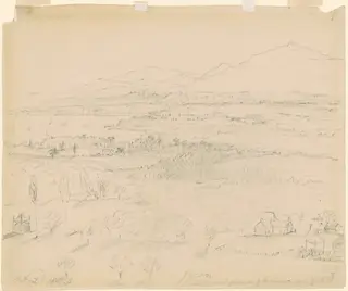 Valley with River and Mountains, by William Sidney Mount, graphite, 1843