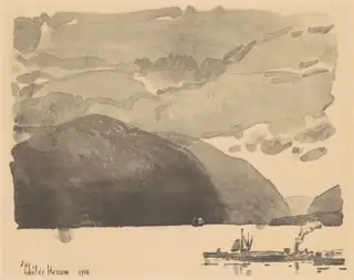 Storm King, by Childe Hassam, ink, 1918