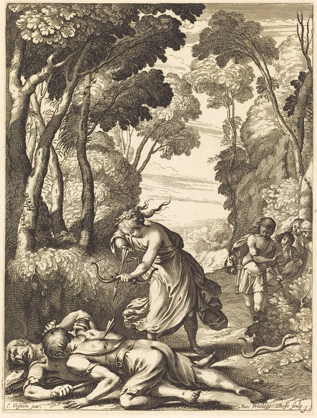 Illustration to Jean Desmarets' "L'Ariane", by Abraham Bosse, ink, 1639