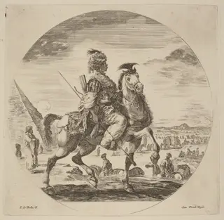 A Black Horseman, by Stefano Della Bella, ink, 1637