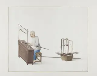 Making the Scale, by Puqua, paint, 1790