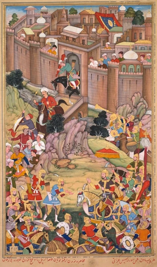 The siege of Arbela in the era of Hulagu Khan, page from a Chingiz-nama (Book of Chingiz Khan) of the Jami al-tavarikh (Compendium of Chronicles) of Rashid al-Din (Persian,1247–1318), detail