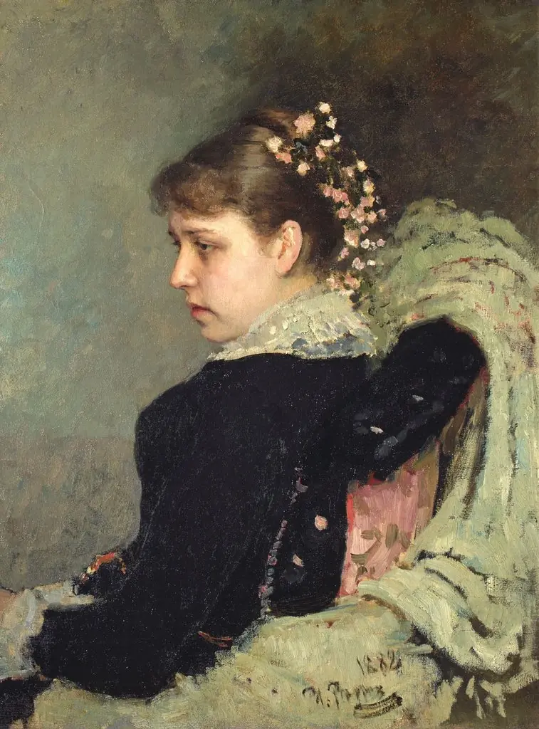 Delt va Tatyana Anatolyevna Mamontova, by Ilya Repin, oil, 1892