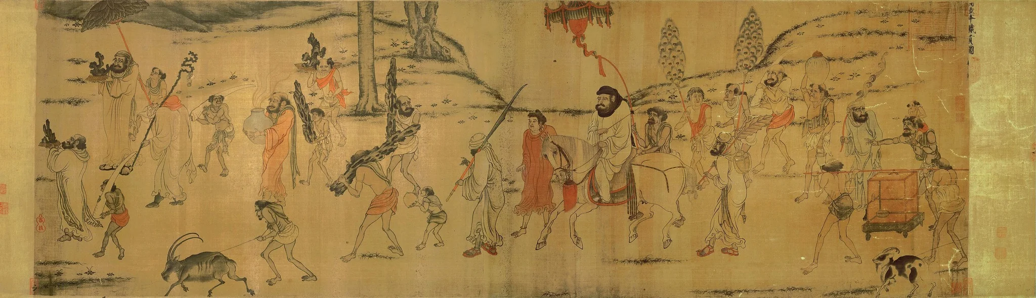 Foreign Envoy with Tribute Bearers, detail