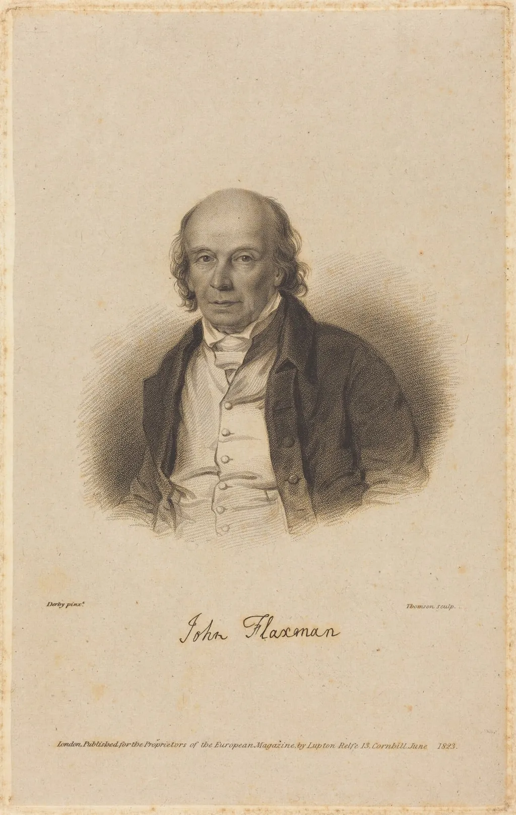 John Flaxman, by James Thomson, ink, 1823
