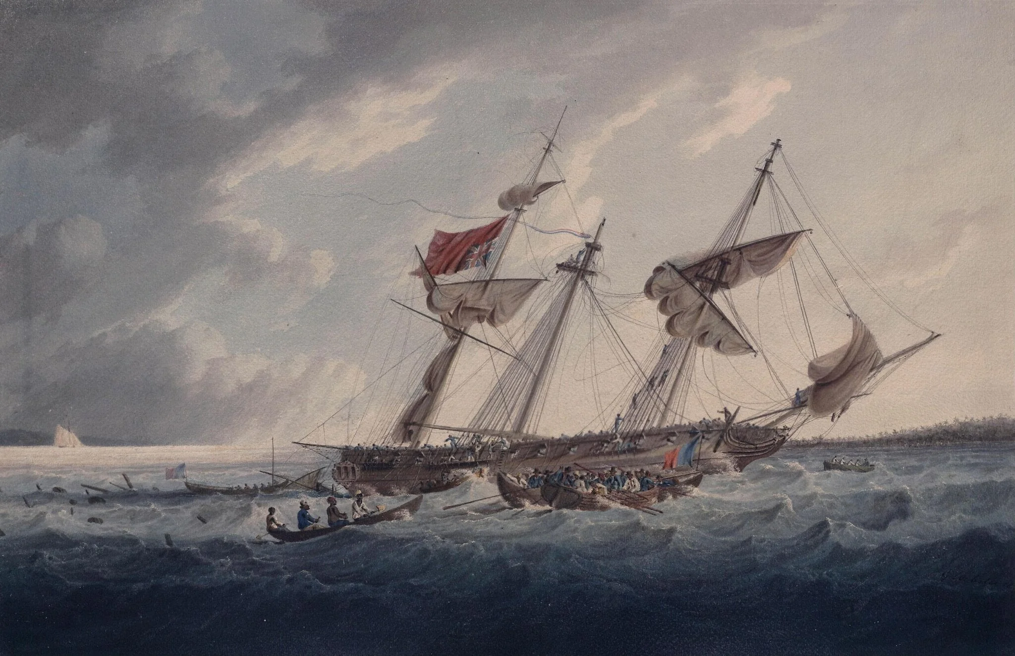 A Vessel in the Surf off the African Coast, detail