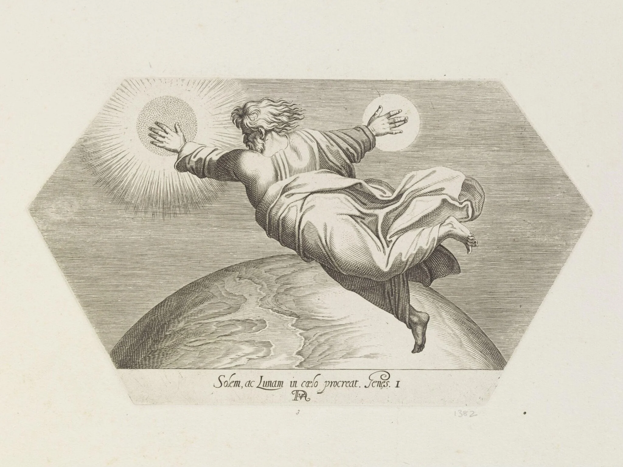 God creating the Sun and the Moon, detail