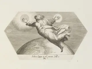 God creating the Sun and the Moon, by Francesco Villamena