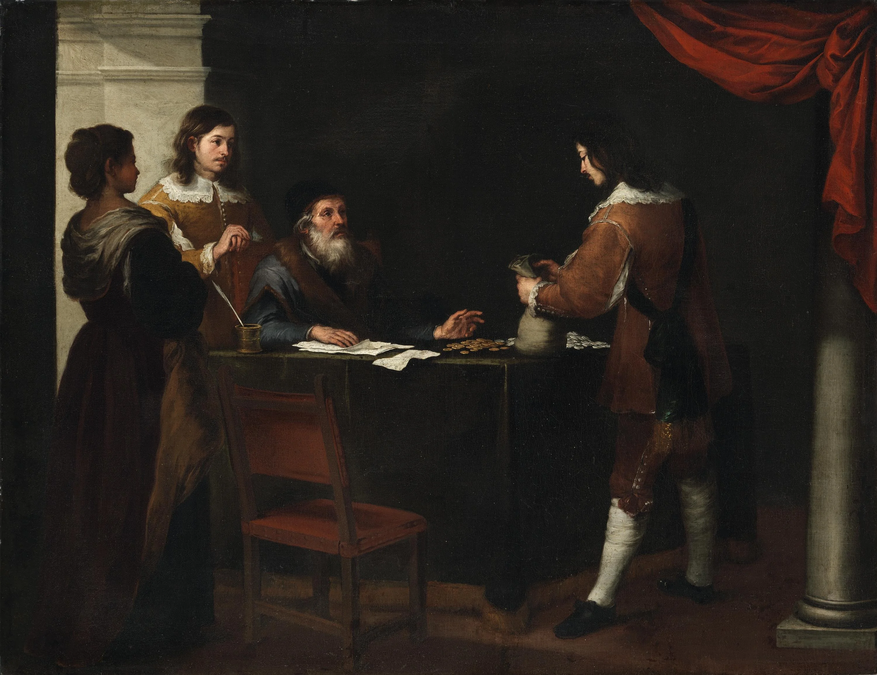 The Prodigal Son Receiving his Portion, detail