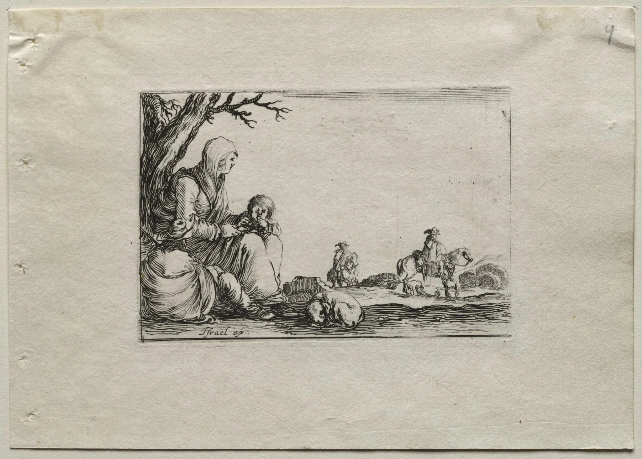 Caprices: Seated Beggar Woman with Two Children, detail