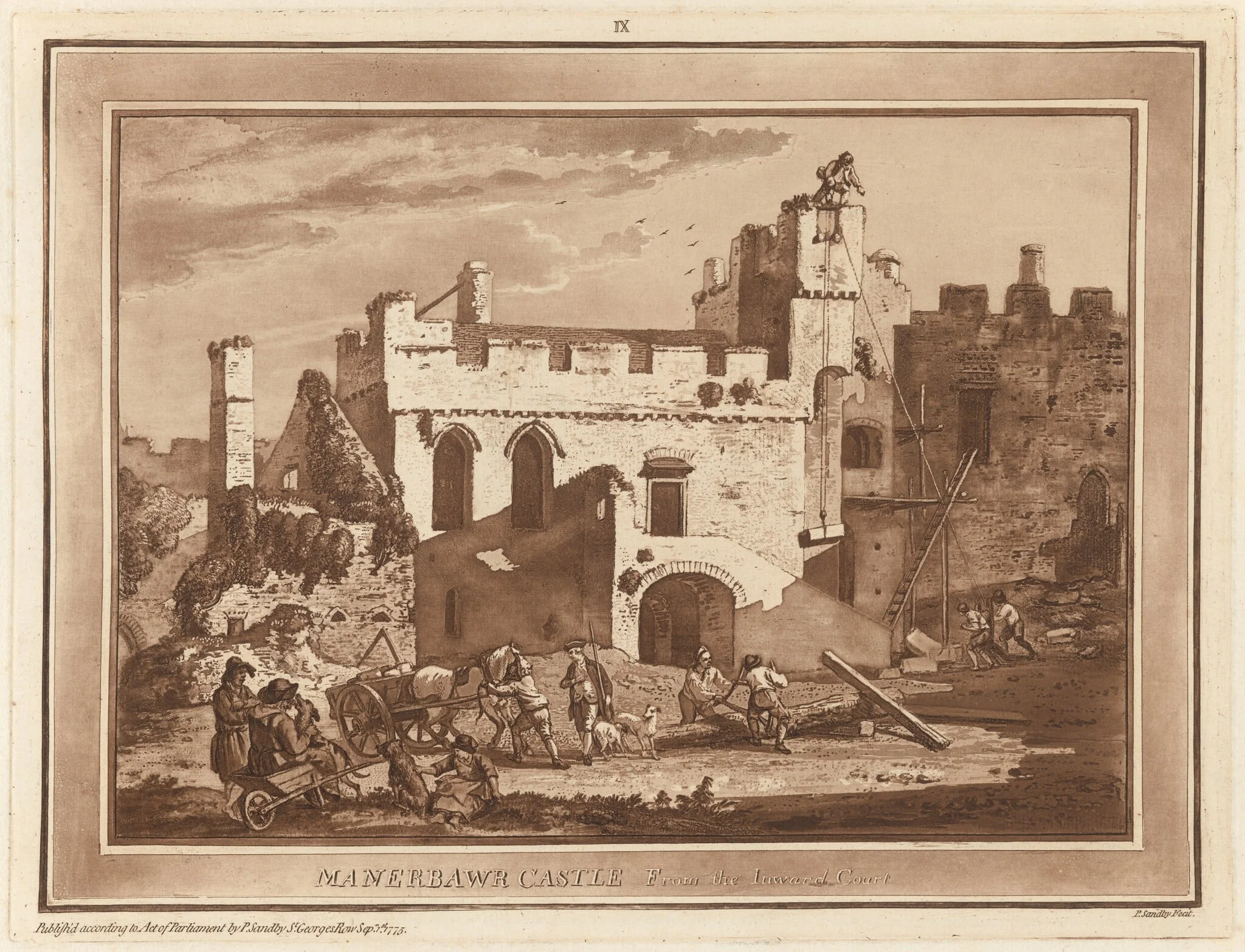 Manerbawr Castle from the Inward Court, detail